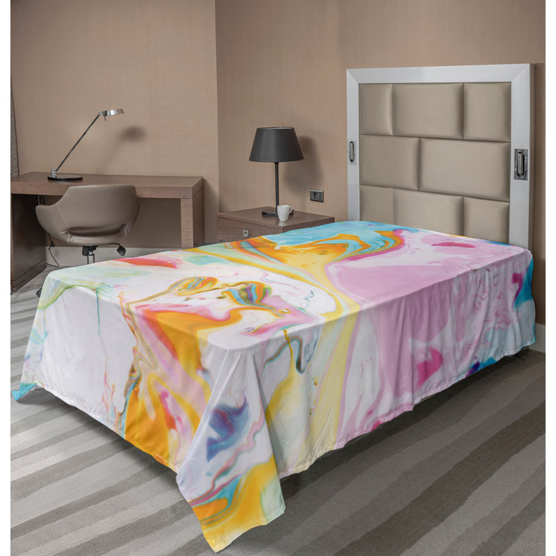 Multicolore Ambesonne, Drap plat pour lit simple