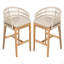 Tabouret de bar en bois et corde Laguna, ensemble de 2