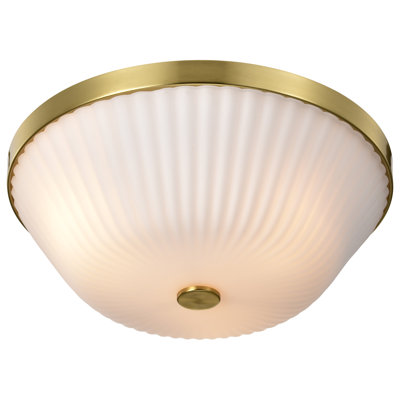 Royale - 3 Light Flush Mount - Finish - Ribbed White Glass