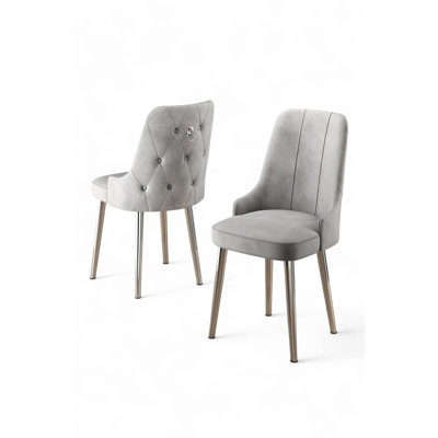 Ensemble de chaises modernes (2 pièces), anthracite et chrome, 18,1 x 37,0 x 18,1 pouces | Structure 100% métal, tissu Babyface, siège d'une hauteur de 18,5 po | 22 dossiers en mousse, 28 sièges en mousse | Élégant pour la maison et l'hôtel