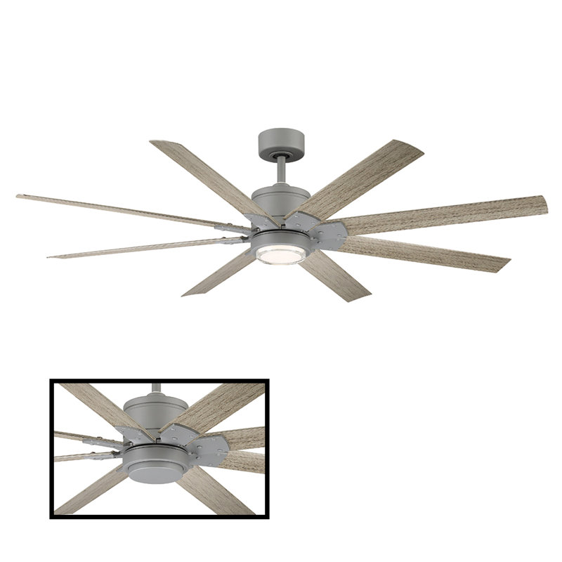 Renegade 8 - Blade Outdoor Integrated LED Smart Standard Ceiling Fan with Remote Control and Light Kit Included, 2700K, 66"