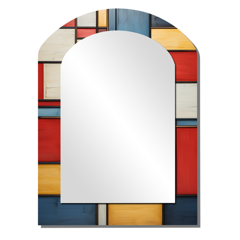 Geometric Abstraction Composition II - Geometric Irregular Shape Unique Mirror, Modern Asymmetrical Large Wall Mirror, Printed Metal Art
