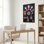 Toile noire encadrée en bois noir pour salon, chambre à coucher, bureau ou vestibule - décoration murale décorative avec motif de feuilles