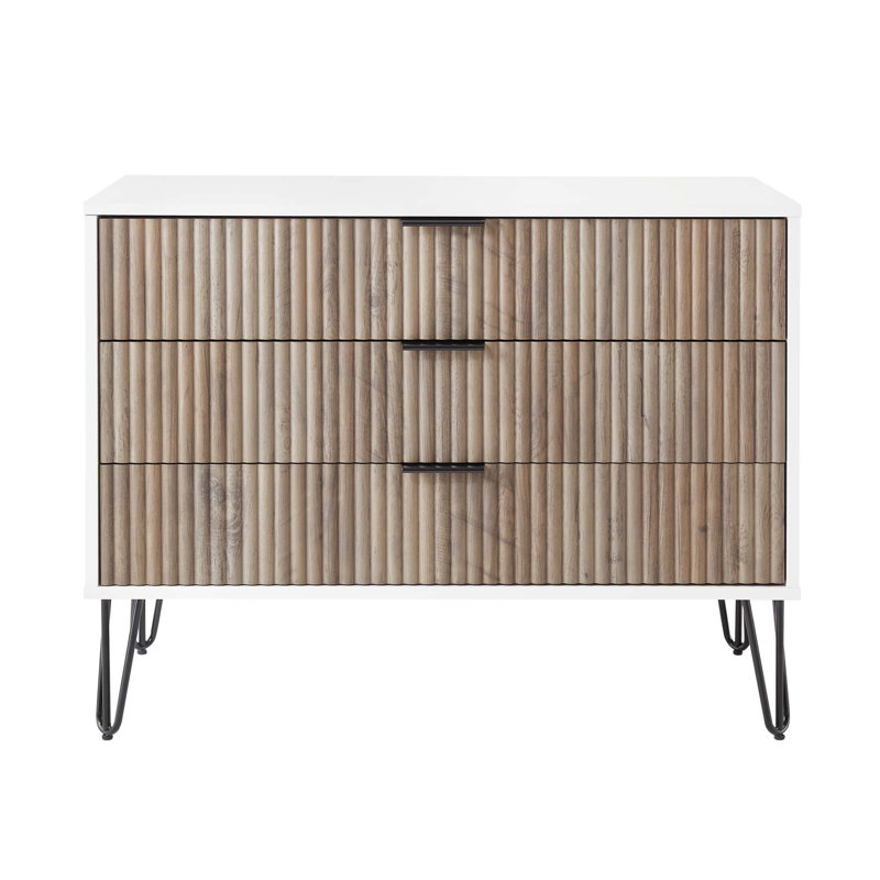 Commode en gris rustique et blanc, Gris / Blanc