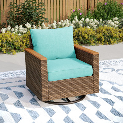 Argyri Rattan Swivel Patio Chair with Cushions