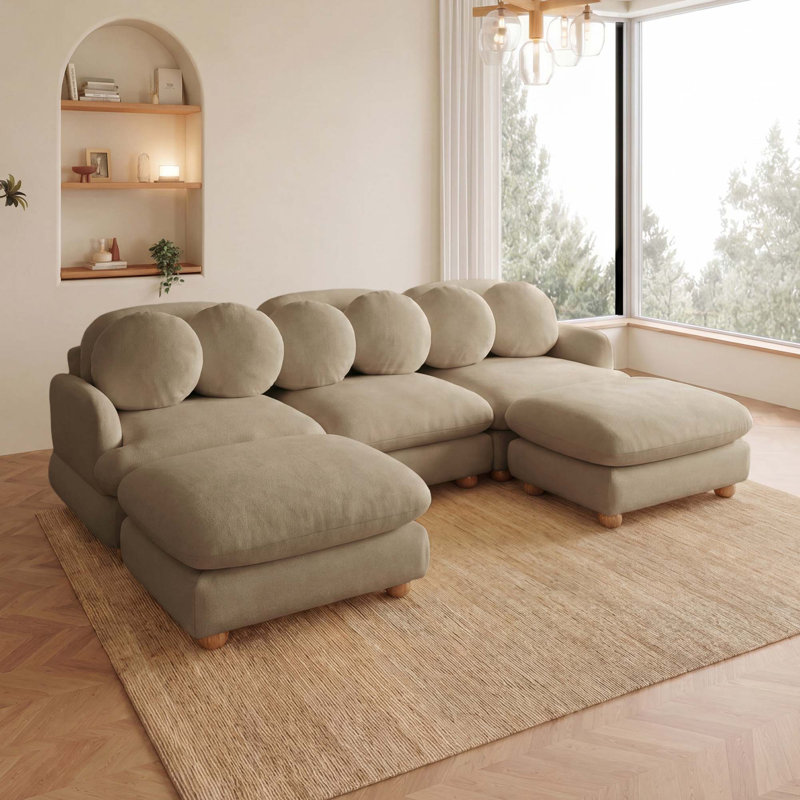 Canapé modulaire Chenille, Camel Chenille, H 34 po x l 95,3 po x P 57 po, Symétrique