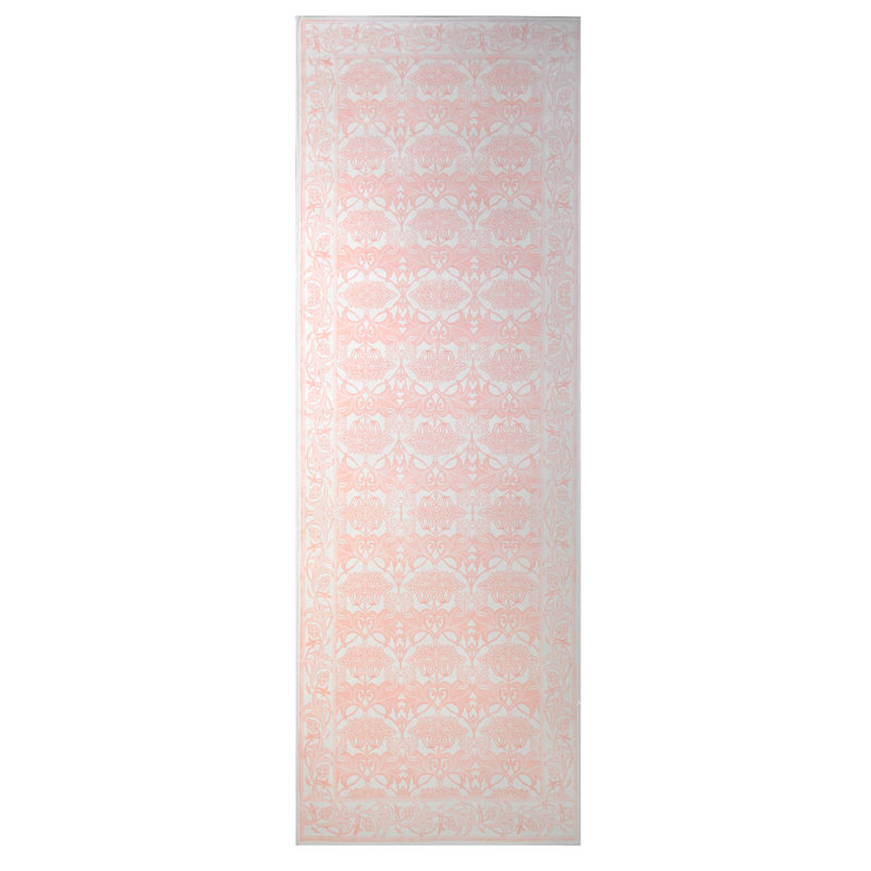 Pink William Morris Washable Runner with Built-in Padding and Non-Slip Backing, Runner 2'6" x 10'