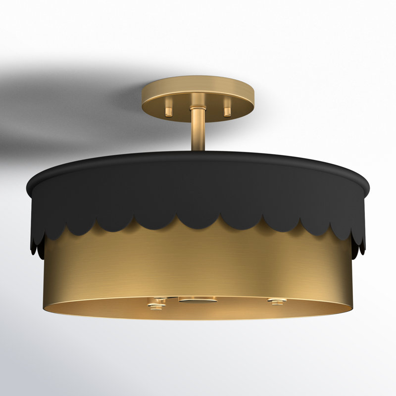 Plafonnier 3 lumières Dulcia en noir mat et laiton naturel, Noir mat / Laiton naturel