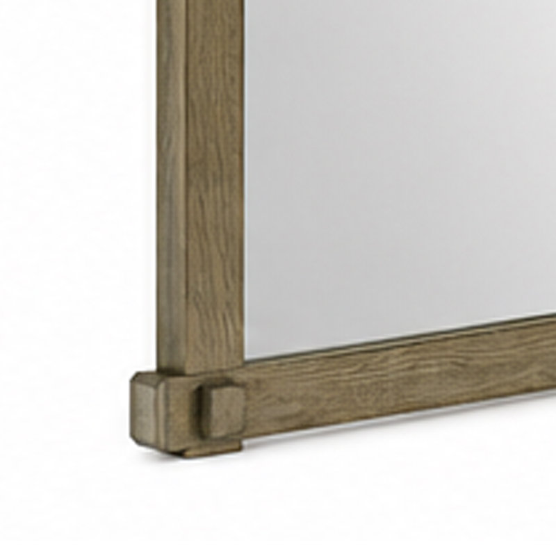 Miroir de commode Cera, menuiserie carrée, chêne blanc antique, 37 x 49