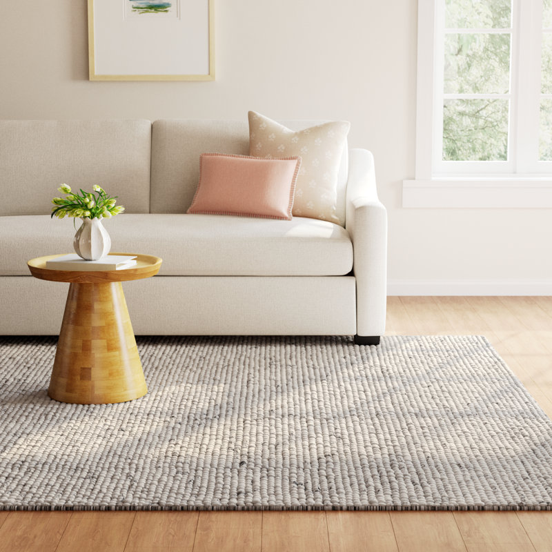 Elle Handmade Light Grey / Ivory Rug, Rectangle 8' x 10'
