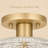 Gold Semi-flush Mount Ceiling Light With Etched Glass Globe, Vintage Industrial Antique Brass Finish For Low Ceilings-1786202278