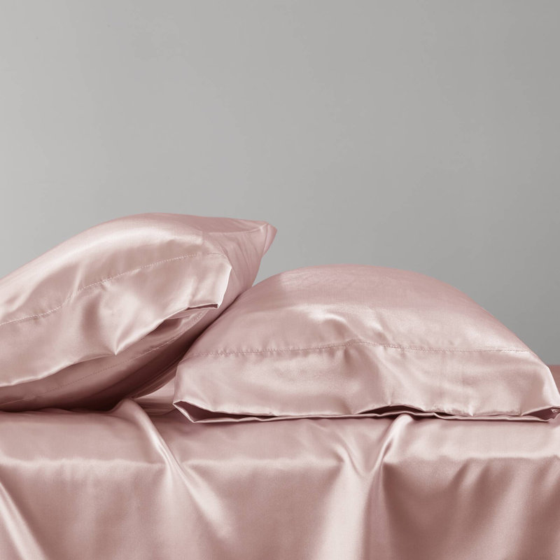 Taies d'oreiller en satin de luxe 2 pièces, Taie d’oreiller standard, Rougir