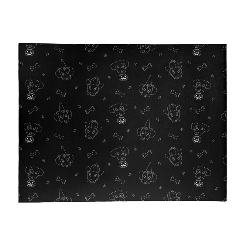 Tapis fait main area black, Rectangle 9 pi x 12 pi