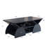 Table basse avec tablettes ouvertes en bleu classique, coins arrondis, design moderne pour le salon ou le bureau