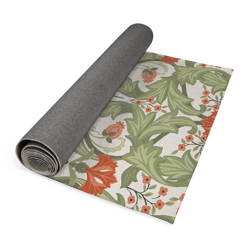 Ogee Leaf Outdoor Rug, Runner 2'6" x 8'