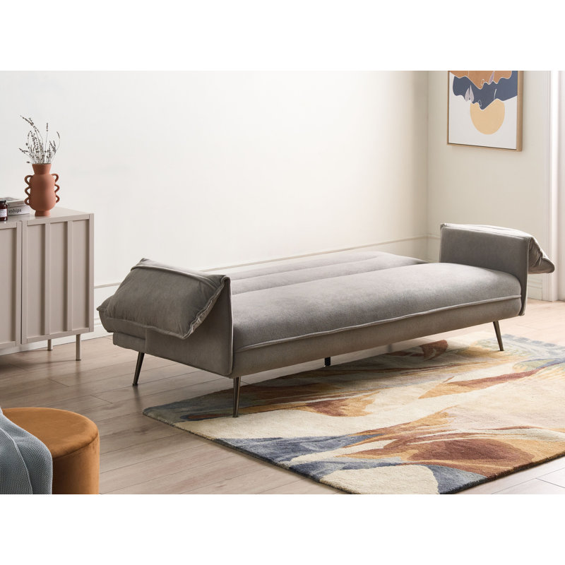 VAYLA 198cm Upholstered Sofa Bed, Grey, Fabric, Silver, Polyester, Foam