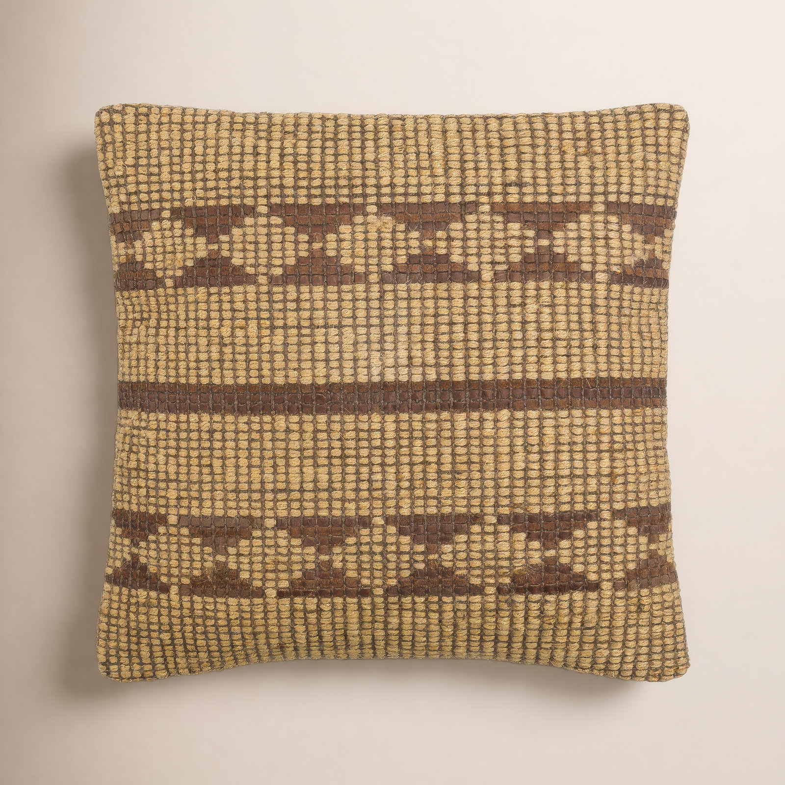 Twareg Geometric Jute / Sisal Throw Pillow, Down Blend, 20"H x 20"W