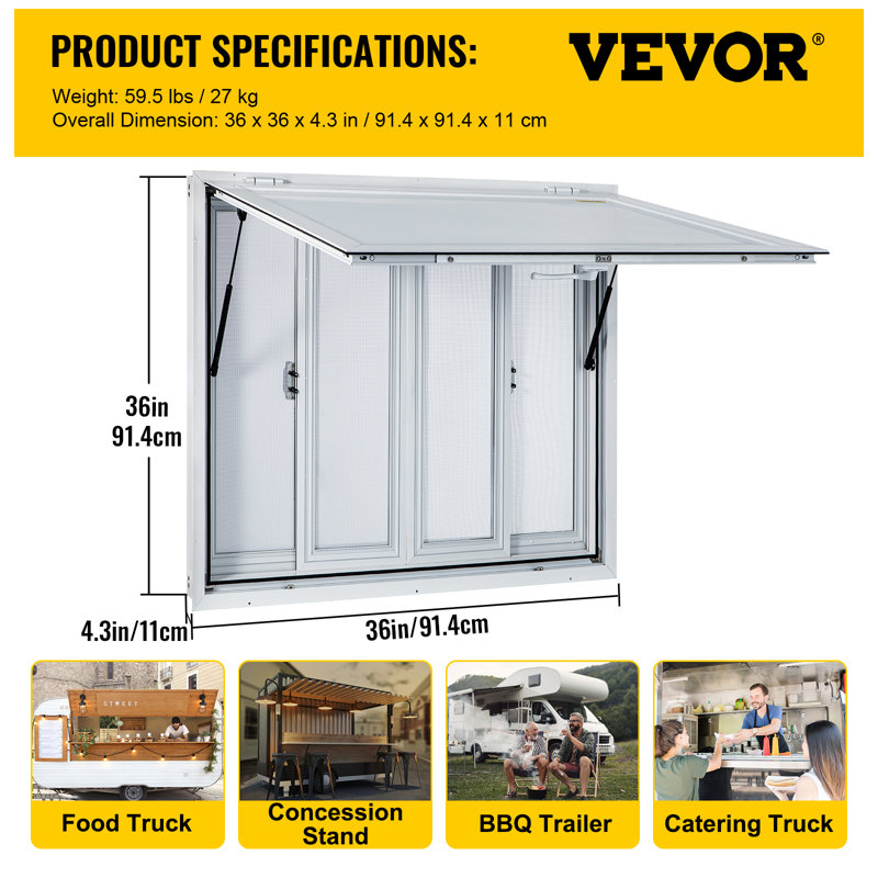 VEVOR D Retractable Door / Window Awning, 36" H x 36" W x 4" D