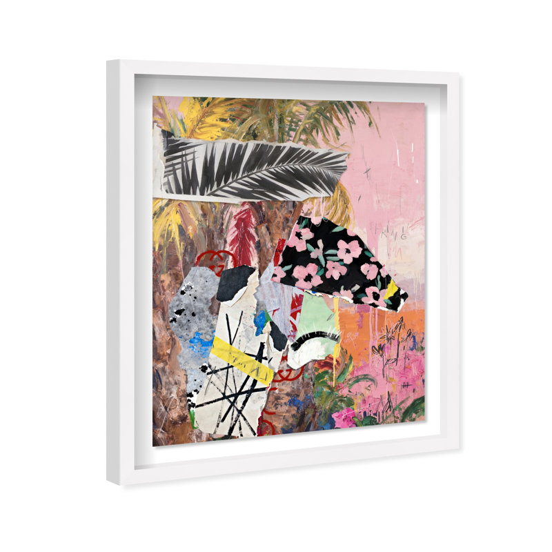 Palm Tree Pinks Framed Graphic Art, 17.5"H x 21.5"W, White Shadowbox