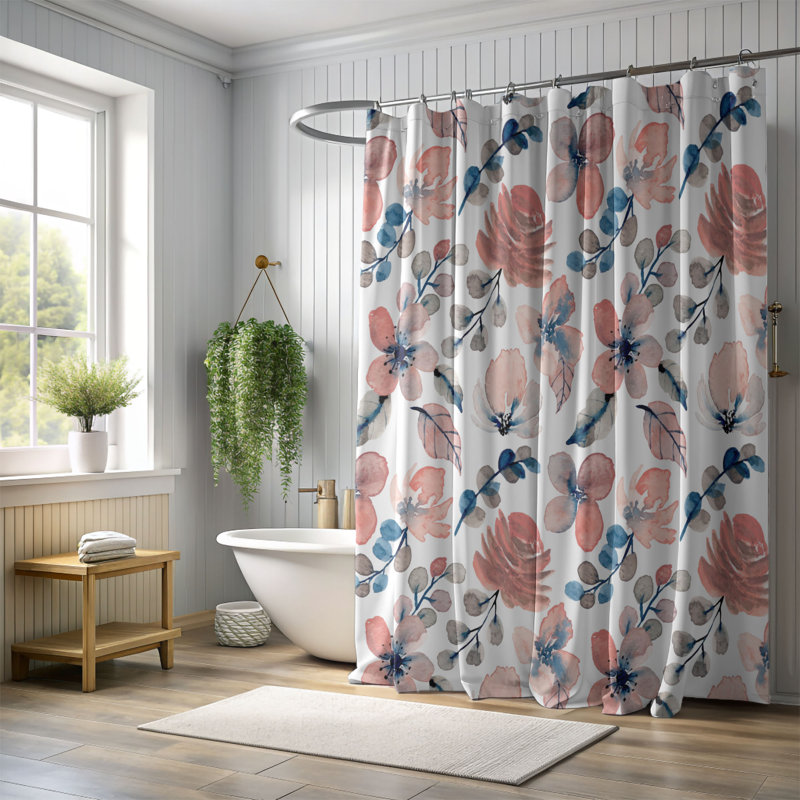Rideau de douche standard 1 pièce Rustic Bloom, H 74 po x l 71 po