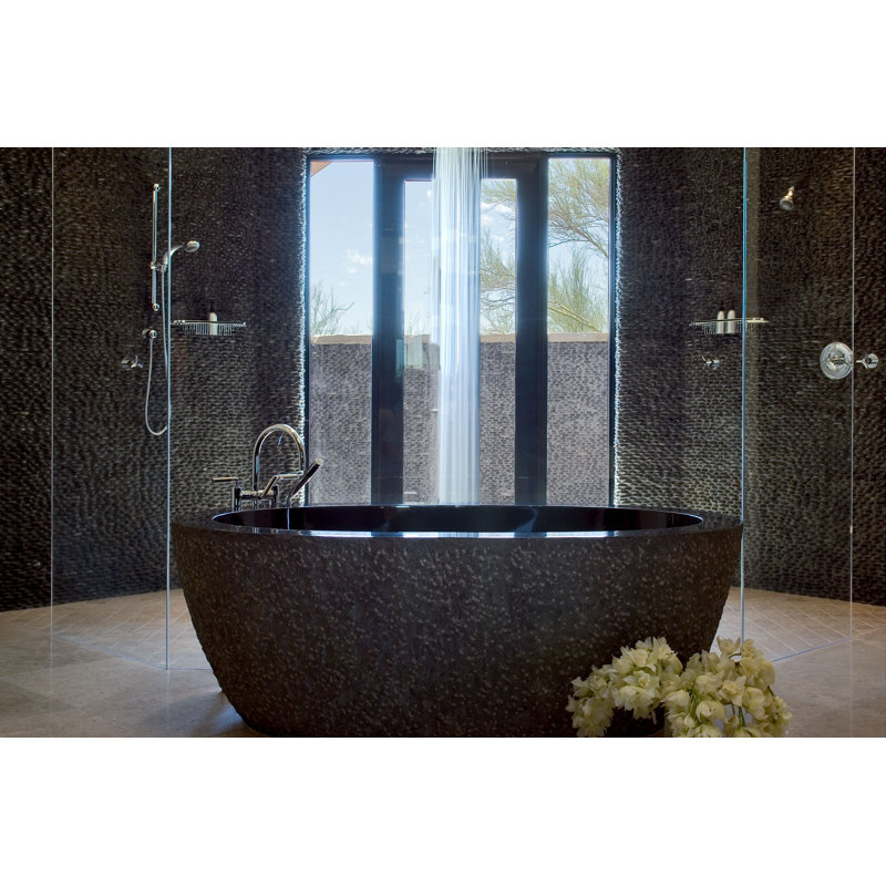 Natural Stone 5 7/8 x 11 3/4 Stacked Pebble Wall Mosaic, Black