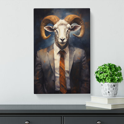 Ram Sheep in a Suit Painting No.6 - Wrapped Canvas