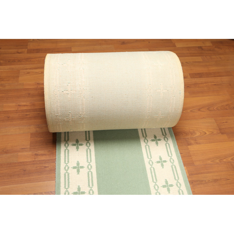 Tapis vert/ivoire en laine transitionnel Arnett