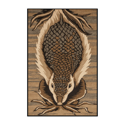 Washable Ground Pangolin Wildlife Area Rug