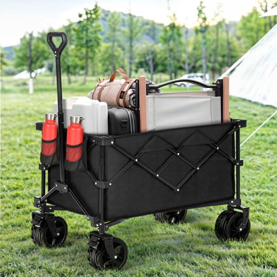 Heavy Duty Collapsible Foldable Wagon Utility Wagons Carts with Big Wheels and Brakes