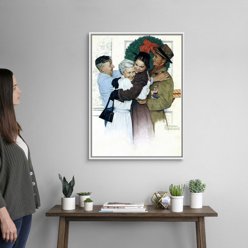 Art mural sur toile Norman Rockwell, Cadre flottant blanc, H 34 po x l 26 po x P 1,75 po