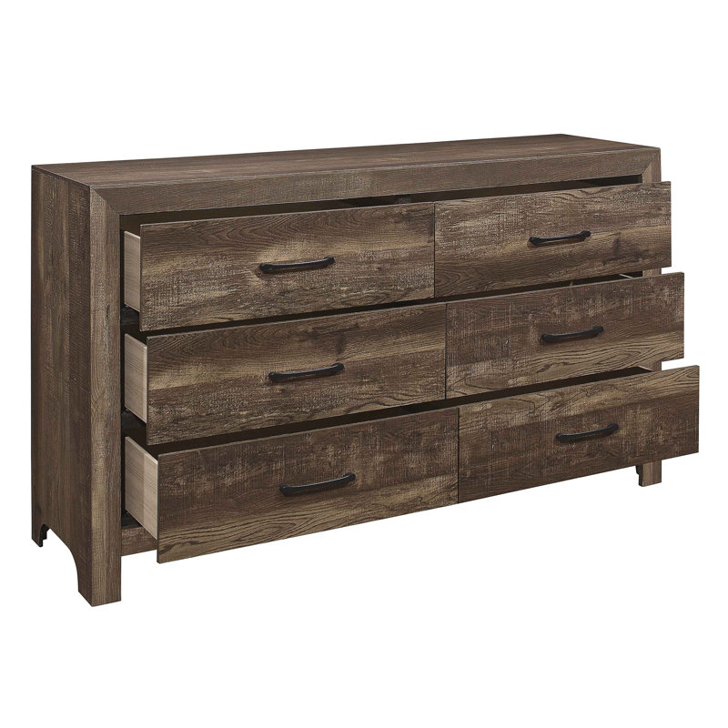 Commode 1 pièce à poignées noires style rustique en bois
