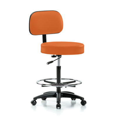 PERCH Walter Height Adjustable Exam Stool with Backrest and Foot Ring | High Bench Height 25-35" by Perch Chairs & Stools