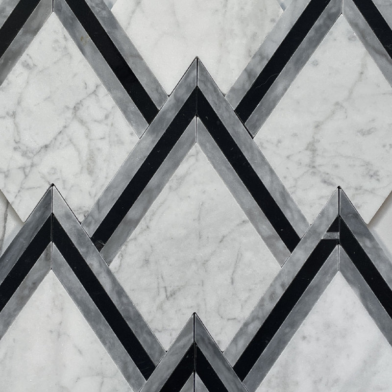 Carreau de mosaïque en marbre à chevrons 9 po x 11 po