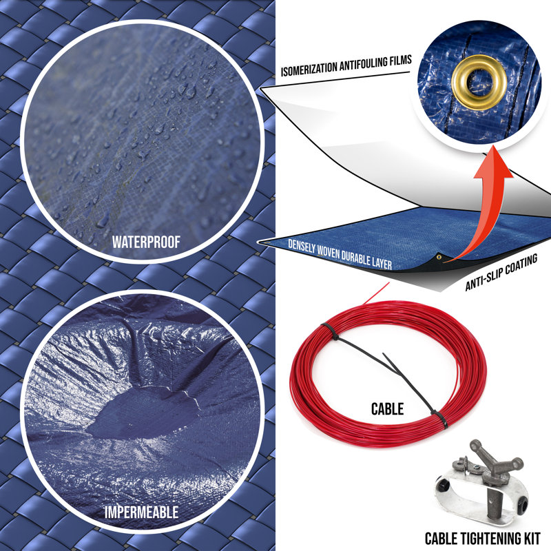 ColourTree Rectangle Navy Blue In Ground Winter Pool Cover - Thumbnail 3