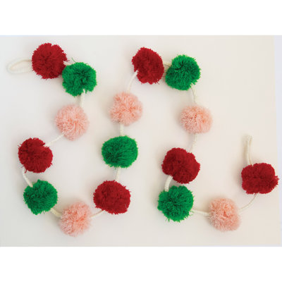 Wool Felt Pom Pom Garland Pink