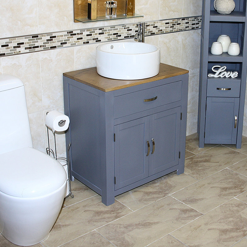 Leslie 700mm Single Bathroom Vanity with Vessel Ceramic Basin, Grey