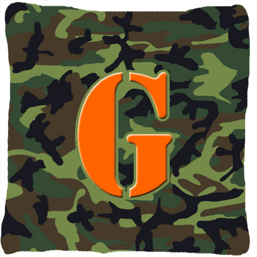 Monogramme initiale Camo intérieur/extérieur Throw Pillow, G