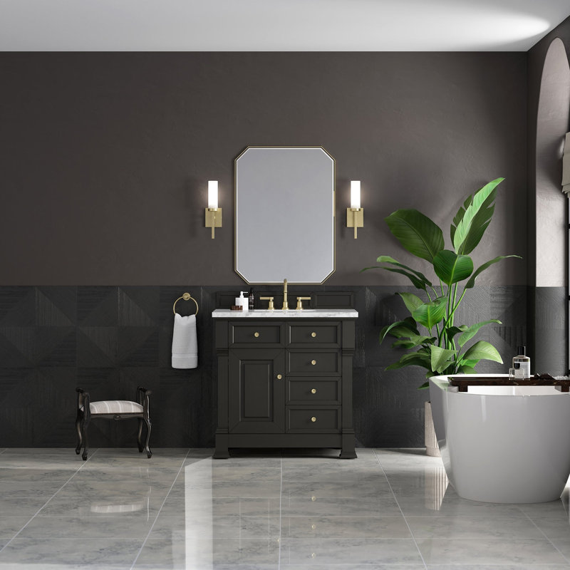 Brookfield 35.75'' W Single Bathroom Vanity Base, Black Onyx