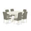 L'ensemble de table de cuisine 7 pièces se compose d'une table de salle à manger ovale avec une feuille de papillon et de 6 chaises parsons en tissu Shitake foncé en lin, blanc lin-420242095-421326281-471855434
