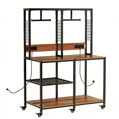 Upgraded Dual 3d Printer Stand With Filament Storage , Heavy-duty Metal Frame 3d Printer Table Workbench,t-type Filament Holder, Lockable Wheels, Mobile Or Fixed Printer Rack For Home & Workshop