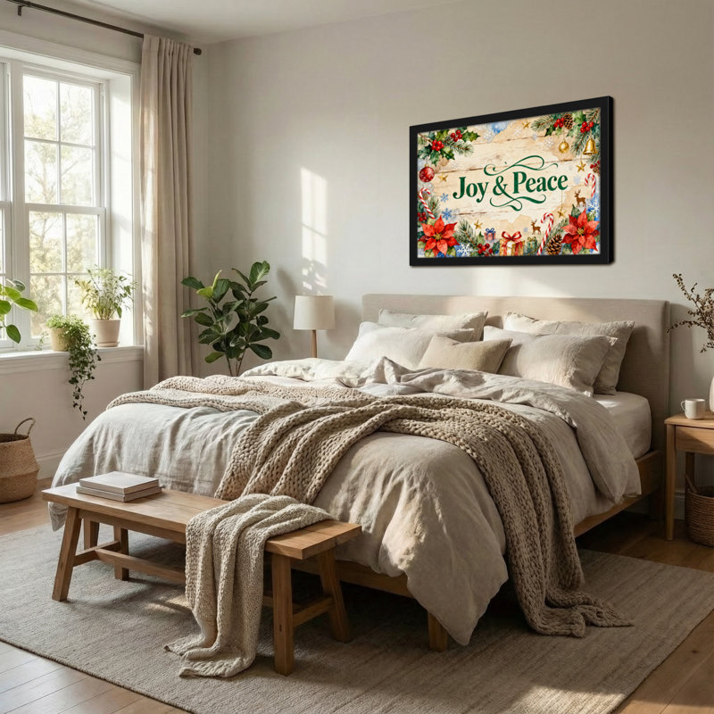 Christmas Joy Peace Christmas Decorative Pattern Print, 20" H x 30" W
