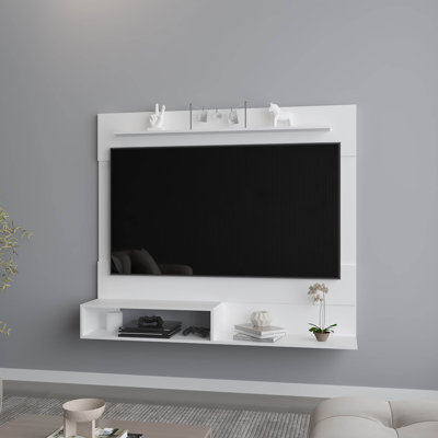 Ebern Designs Floating Wall-Mounted TV Stand for 55-Inch TVs with Open Shelves and Media Storage
