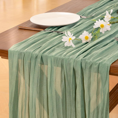 Cheesecloth Table Runner Summer Boho Wedding Birthday Party Home Decor | Sage Green 3pcs Rustic Gauze 10FT Cheese Cloth Sheer Farmhouse Dining Runner for Baby Shower Bridal Holiday Decorations