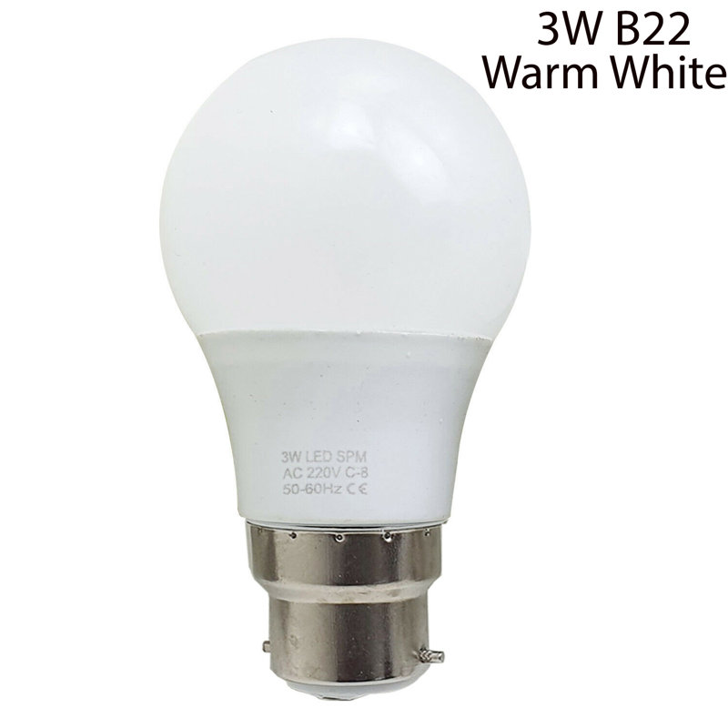 A60 LED B22 Bayonet Cap 5W Bulb, 3W