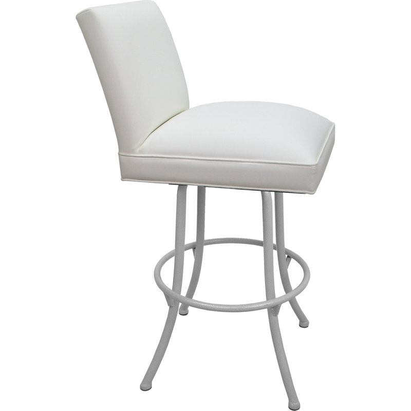Vinyle, White Seat/White Frame, Bar Stool (34” Seat Height)