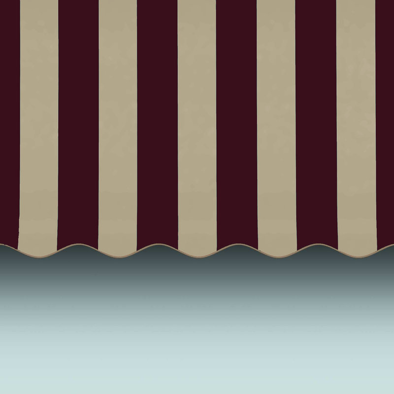 Awntech Savannah Acrylic Fabric Fixed Awning, Burgundy/Tan Stripe, 31" H x 64.5" W x 24" D