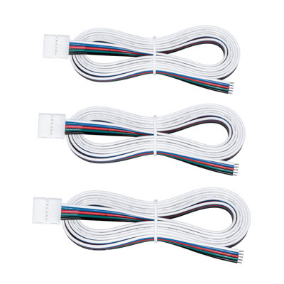 5 Pin RGB+W LED Strip Light 48 in Tape to Wire Connectors, 3 Pack