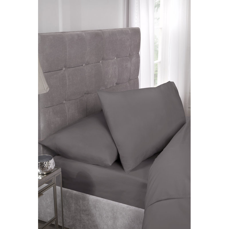 Percale Cotton Blend Percale Fitted Sheet, Grey, Single (3')