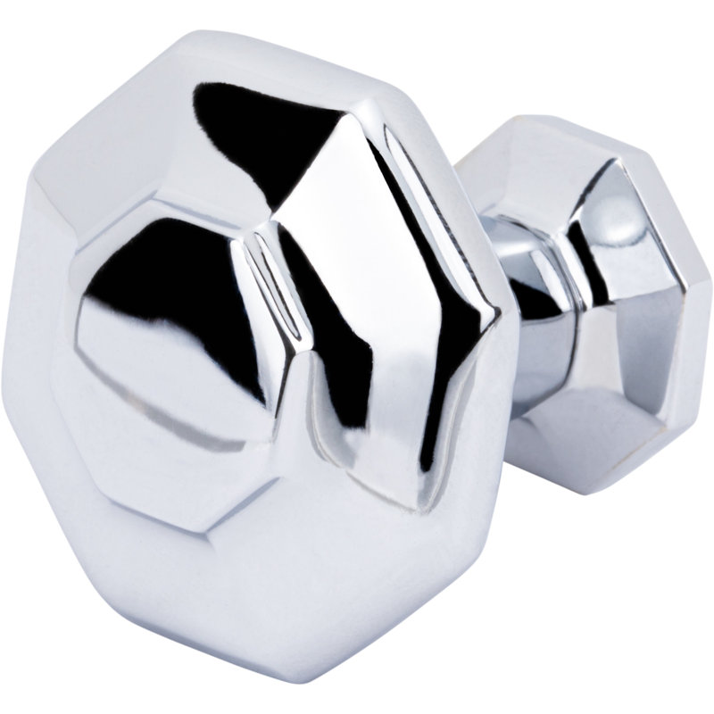 Palazzo Length Geometric Knob, Polished Chrome, 1  3/16"