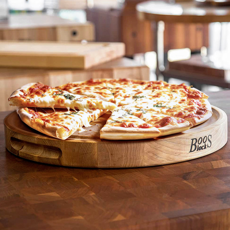 Maple Wood Round Cutting Board with Juice Groove, 15" Diameter